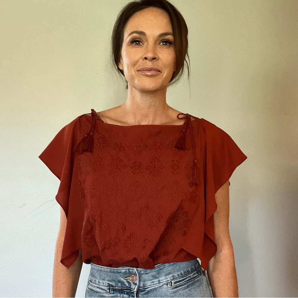 Deep rust embroidered blouse